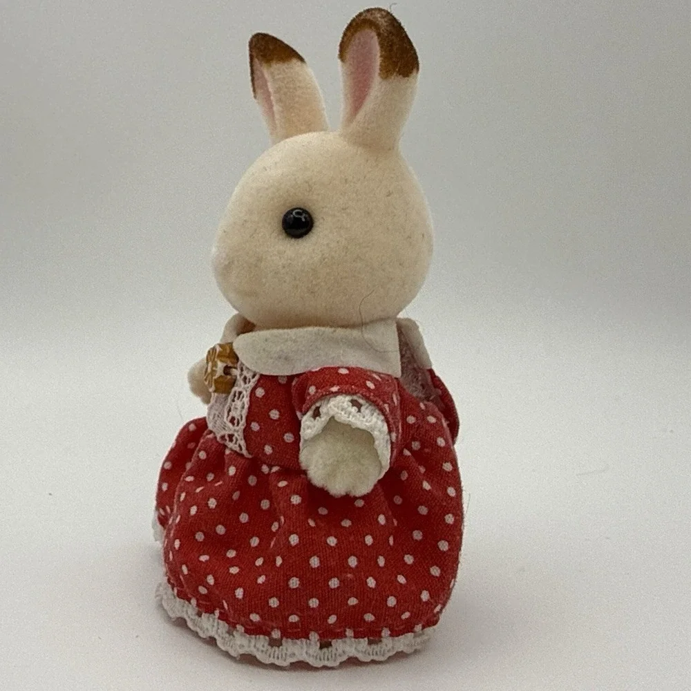 Calico Critters Sylvan Chocolate Bunny Rabbit  Freya Clothes Flocked Moveable